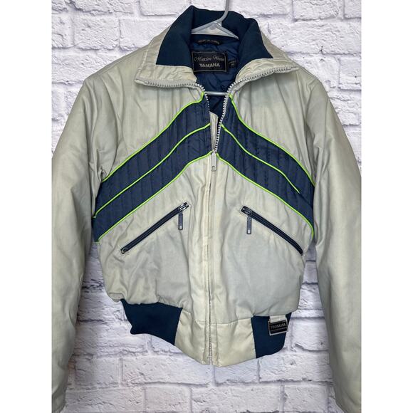 Yamaha Maxim Wear Vintage Womens Ski Jacket Grey Navy Full Zip Pockets Cinched M - Picture 1 of 5
